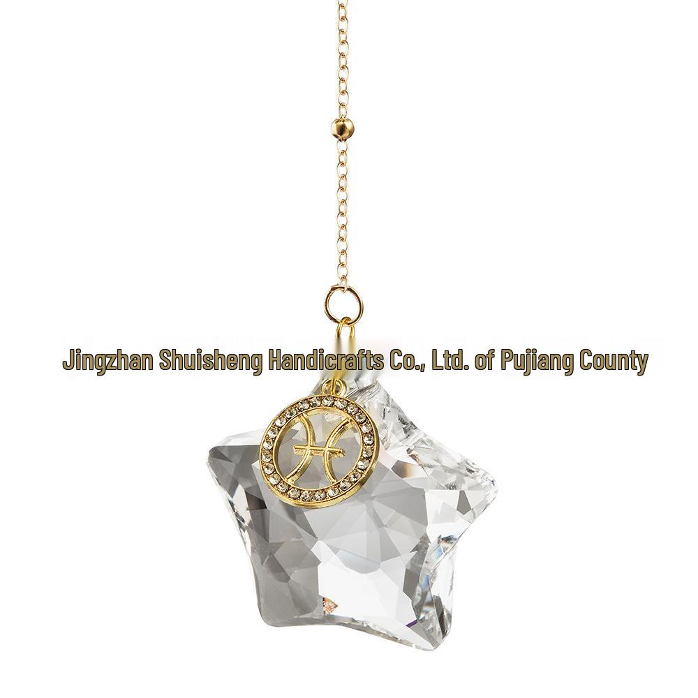 12 Constellations Moon & Pentagram Crystal Sun Catcher Pendant Set