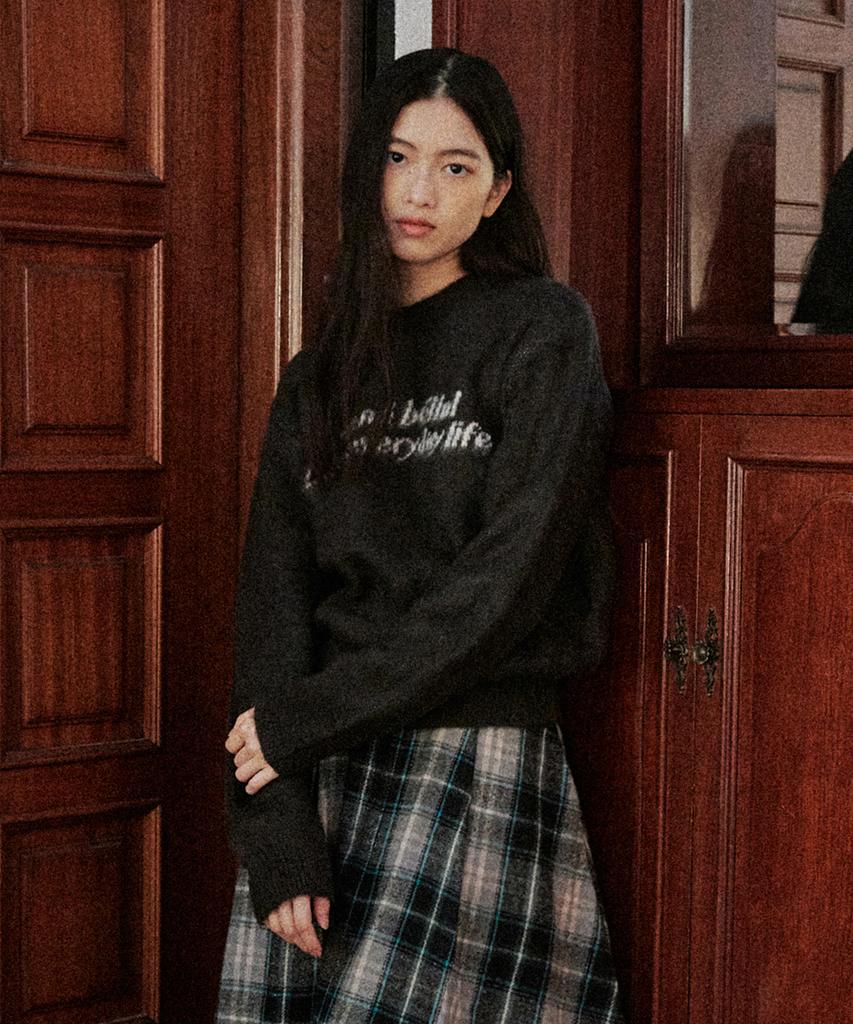 BELLOL Lettering Pullover Knit Charcoal