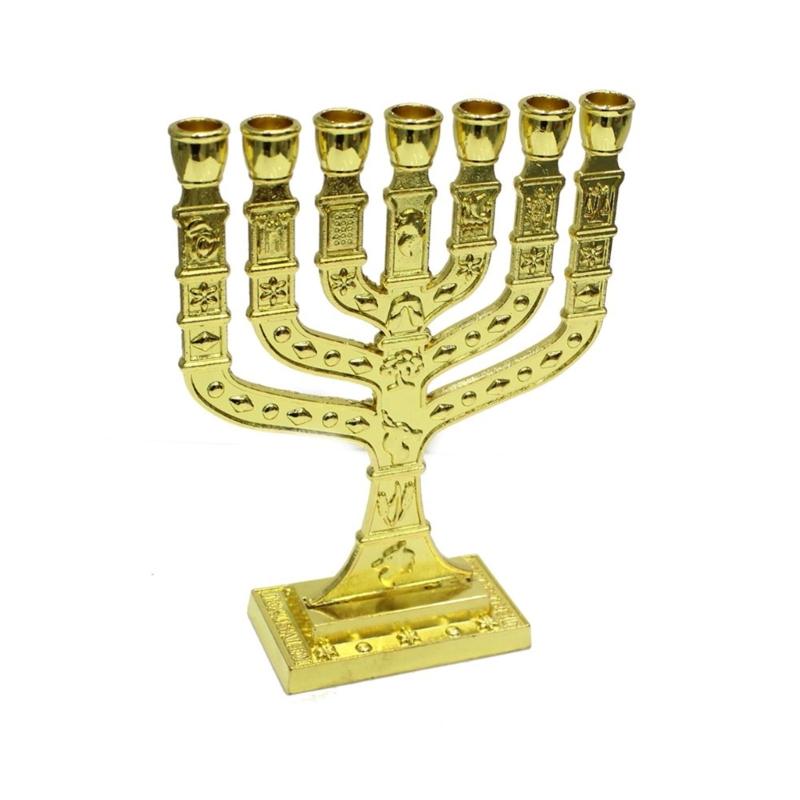 7 Branch Menorah Candle Holder Jerusalem Temple Holy Grail Menorah Hanukkah Candle Stand Jewish Holiday Party Decoration