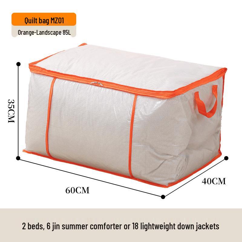 Large Capacity Transparent Quilt Storage Bag - Dustproof & Moistureproof Organizer for Bedroom & Dormitory.