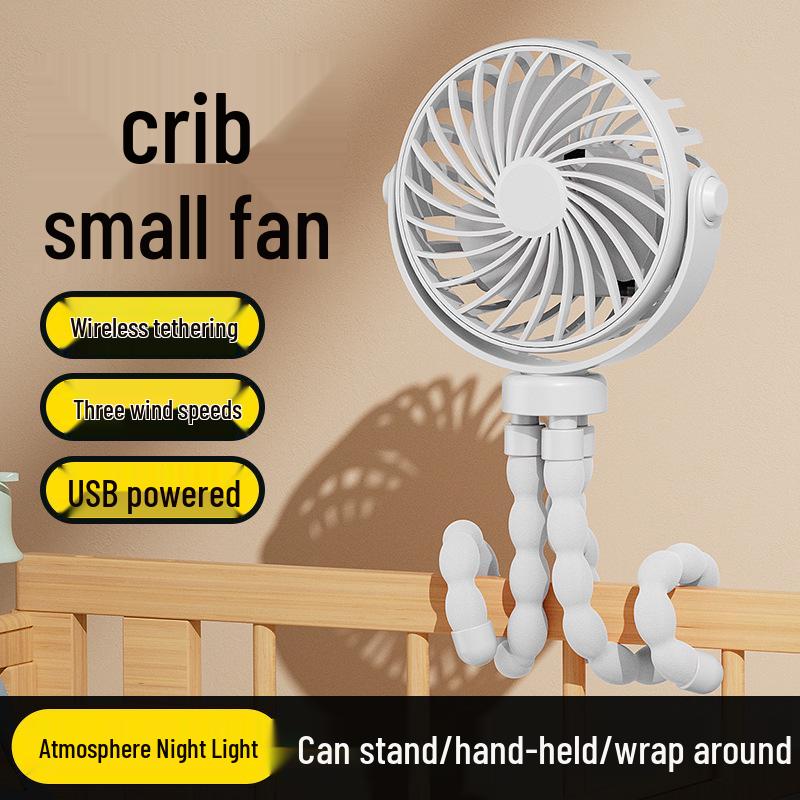Portable USB Octopus Stroller Fan with Light & Oscillation