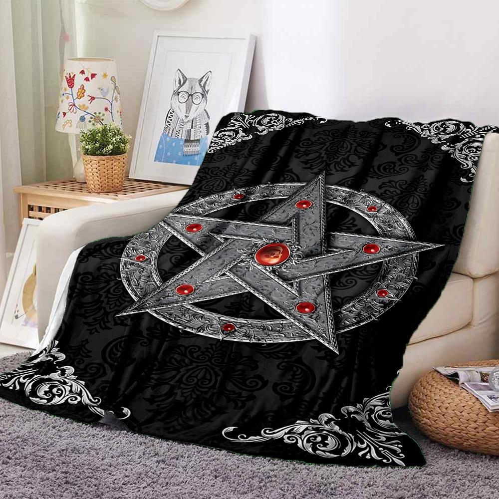 1pc Star Gothic Blanket, Lightweight Flannel Throw Blanket for Sofa, Bed, Travel, Camping, Living Room, Office, Couch096