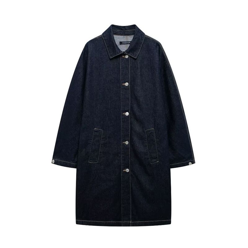 

Kaslead New Arrival Women s Clothing Fashion Style Fashion Denim Trench Coat Jacket Outwear 3607274 Navy blue L