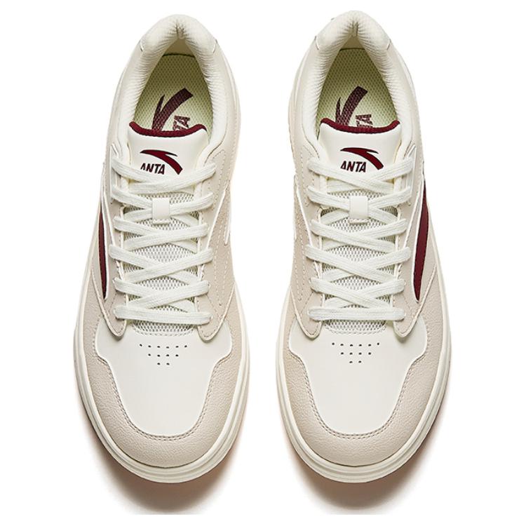 New Anta Cushioning Wear Resistant Low Top Skateboard Shoes Men's White Brown 912428009-4