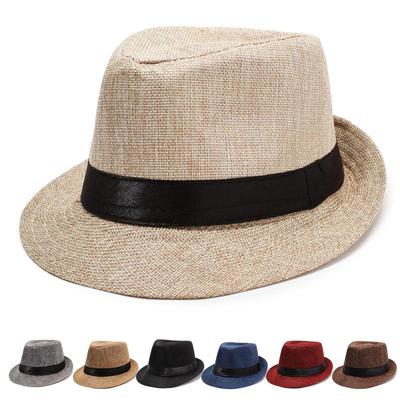 Men's Cotton Linen Fedora: Breathable Sun Protection Hat for Outdoor Activities