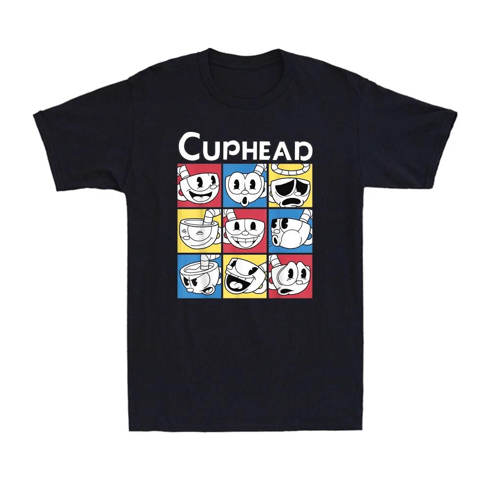Men s and Women s T-shirts Cuphead Game Nine Squares of Different Emotions Graphic Novelty Gift T-Shirt XL