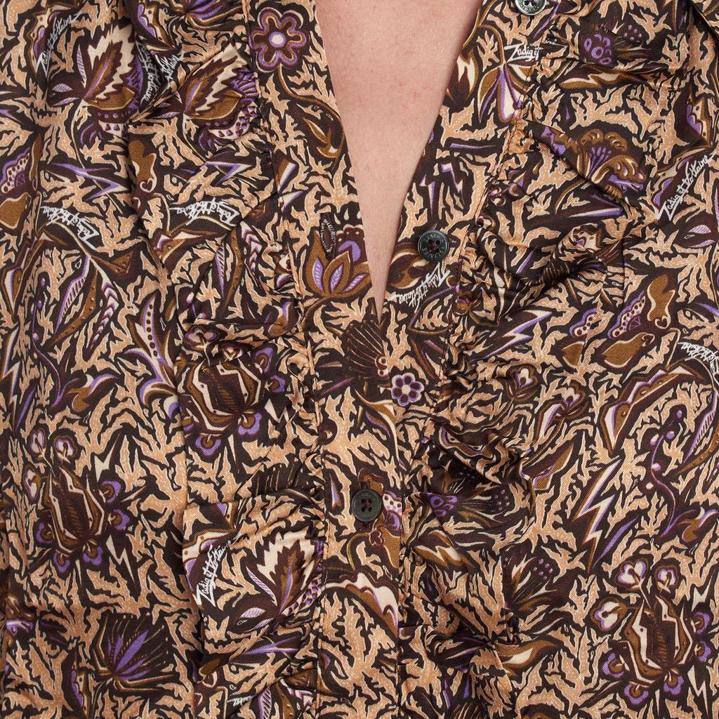 Camisa Estampada con Volantes WJCD0501F para Mujer