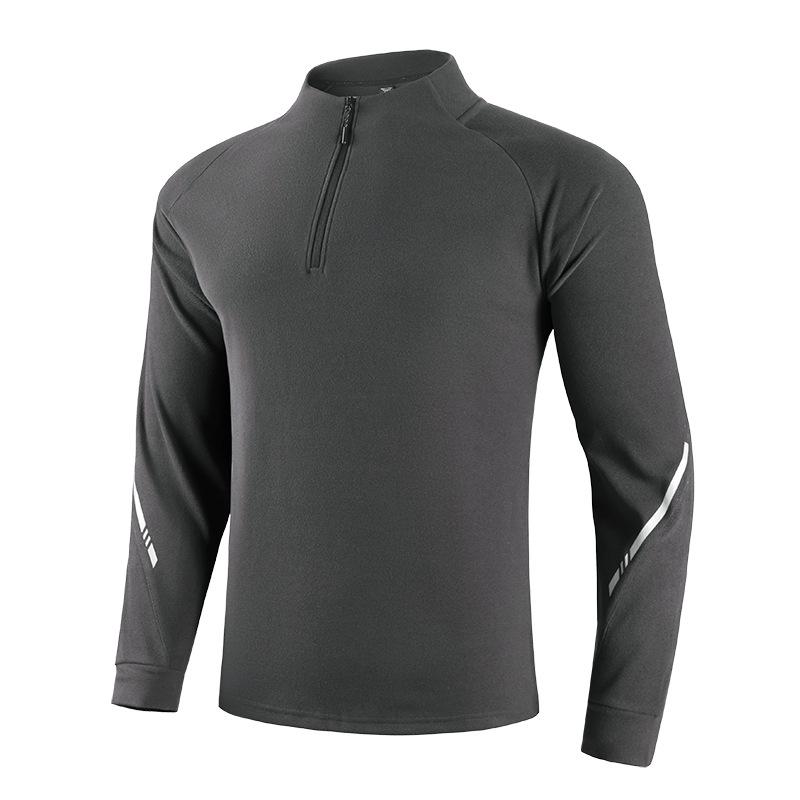 Men's Half Zip Hoodie Long Sleeve Stand Collar Casual Pullover for Running Cycling Fitness with Reflective