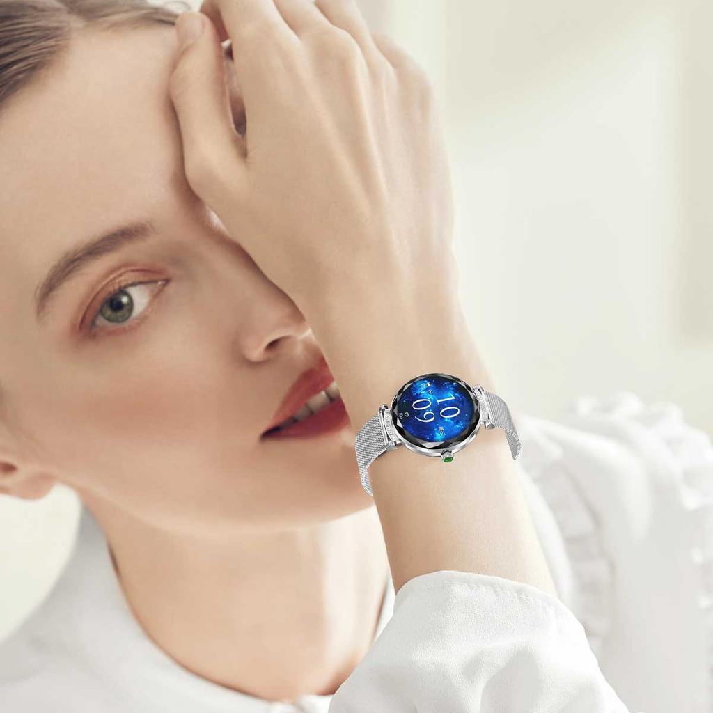 LUCKY START Fashion Smart Watch Women Bracelet Heart Rate Monitor Custom Dial Sports Fitness Watch Ladies Waterproof Smartwatch Android