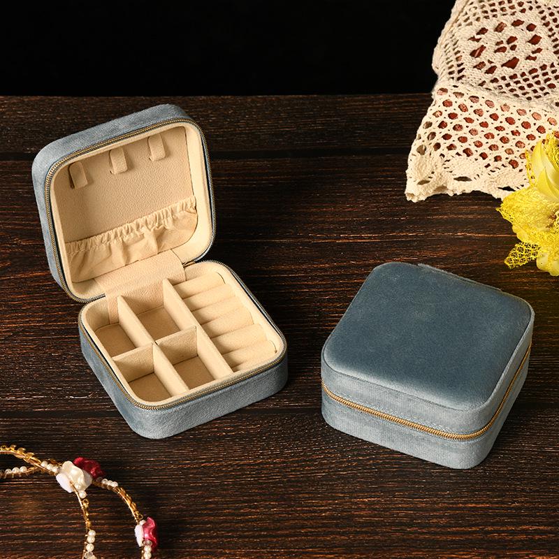 Elegant Velvet Jewelry Box with Mirror for Necklaces, Rings, and Earrings