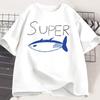 Kpop Korean Jin Super Thunfisch Fisch T-Shirts Mode Vintage Kurzarm T-Shirt Unisex Unisex Kleidung Baumwolle Lässig Übergroßes T-Shirt