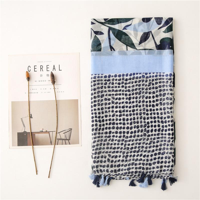 Luxury Retro Bohemian Floral Women Viscose Scarf Designer Shawl Cotton Linen Feeling Tassel Pashmina Muslim Hijab Wrap