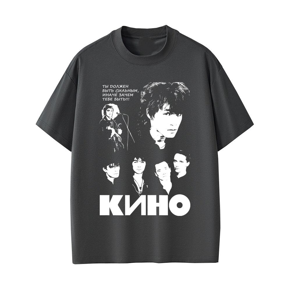 Legendary Russian Rock Band Kino Viktor Tsoi Facial Pattern Tshirt Summer Mens Womens Casual Cotton Retro Tshirt