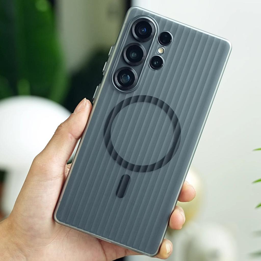 Suitable for Samsung S25 Ultra Mobile Phone Case S24plus Transparent Magnetic Corrugated S23 Matte Anti Fall and Not Yellow and Hard