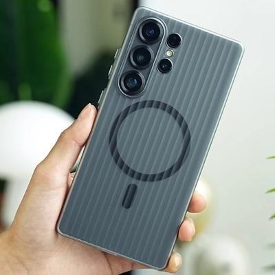 Vhodné pro pouzdro na mobilní telefon Samsung S25 Ultra S24plus Průhledné Magnetické Vlnité S23 Matné Proti Pádu a nežloutnoucí a Tvrdé