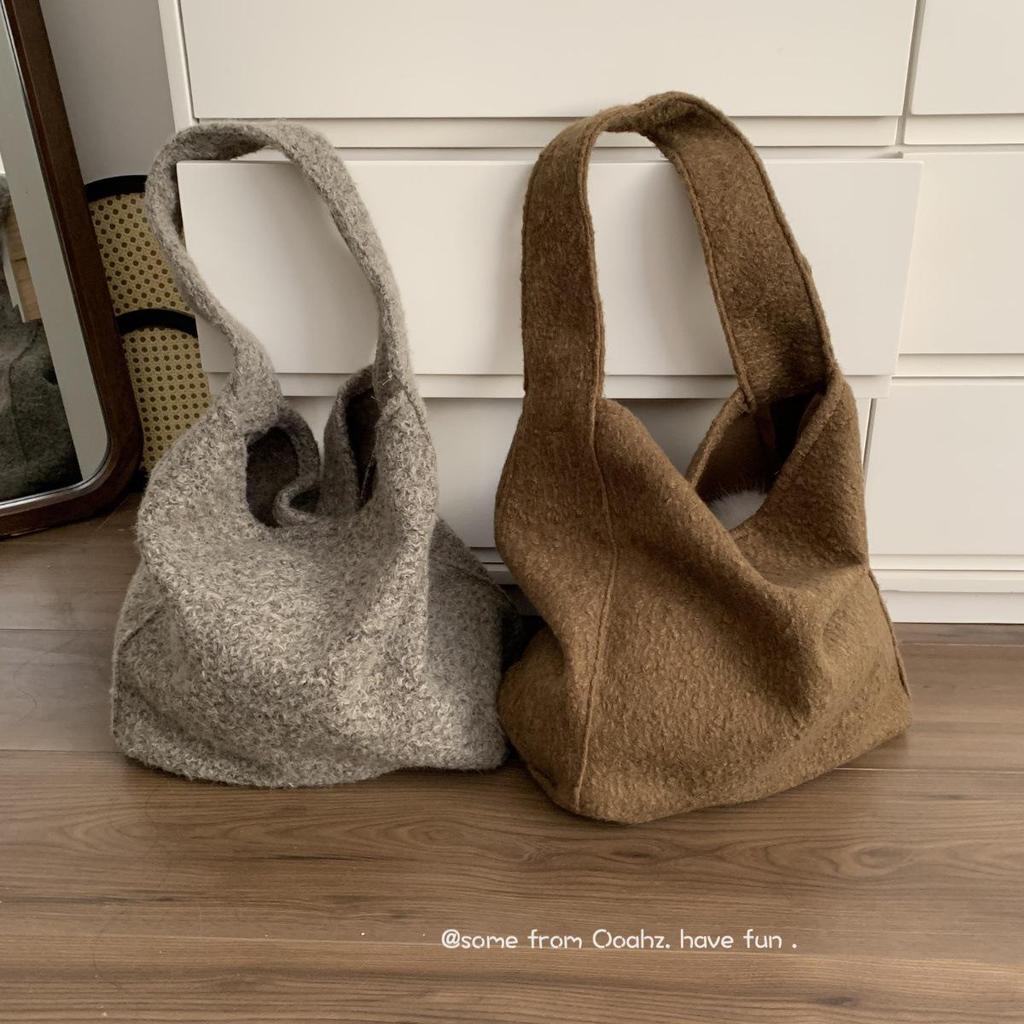 Sonntag Samttasche - Schulter-Tote mit großem Fassungsvermögen für Herbst & Winter, Mutter-und-Kind einfarbige Umhängetasche.