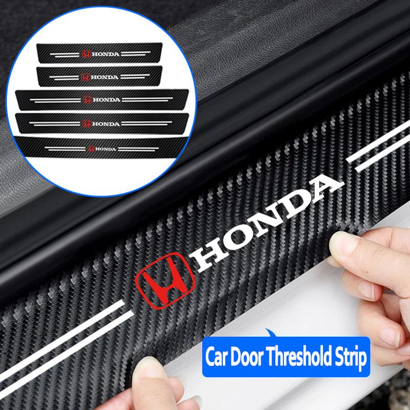 5Pcs Carbon Fiber Car Door Sill Sticker Auto Threshold For Honda Civci FIT CRV Accord Jazz HRV Dio Stepwgn Prelude Insight