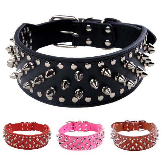 Large Dog Metal Rivets Collars Traction Leash Anti-breaking Neck Belt Pet Supply