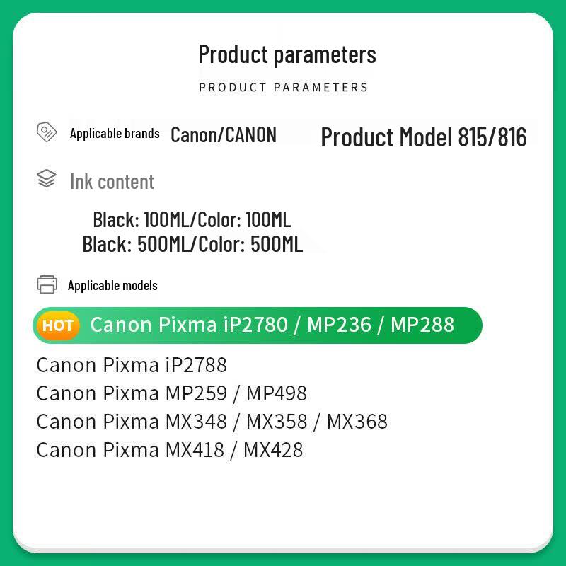 Compatible Ink Refill for Canon PG-815/CL-816 Printers