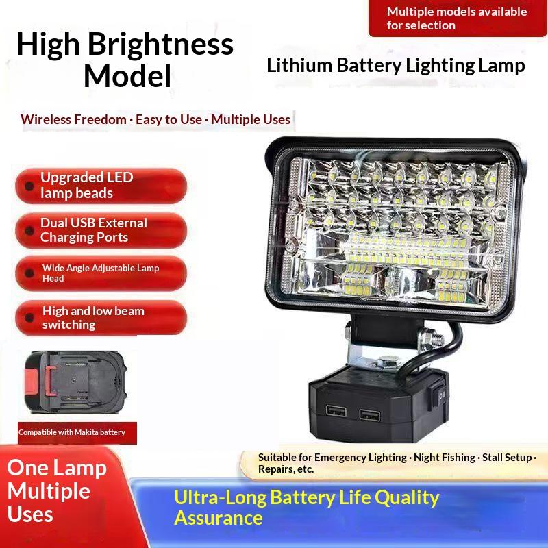 Adjustable LED Work Light for Mak 18V Li-ion Battery Portable Waterproof Emergency Flood Lamp for Construction Jobs