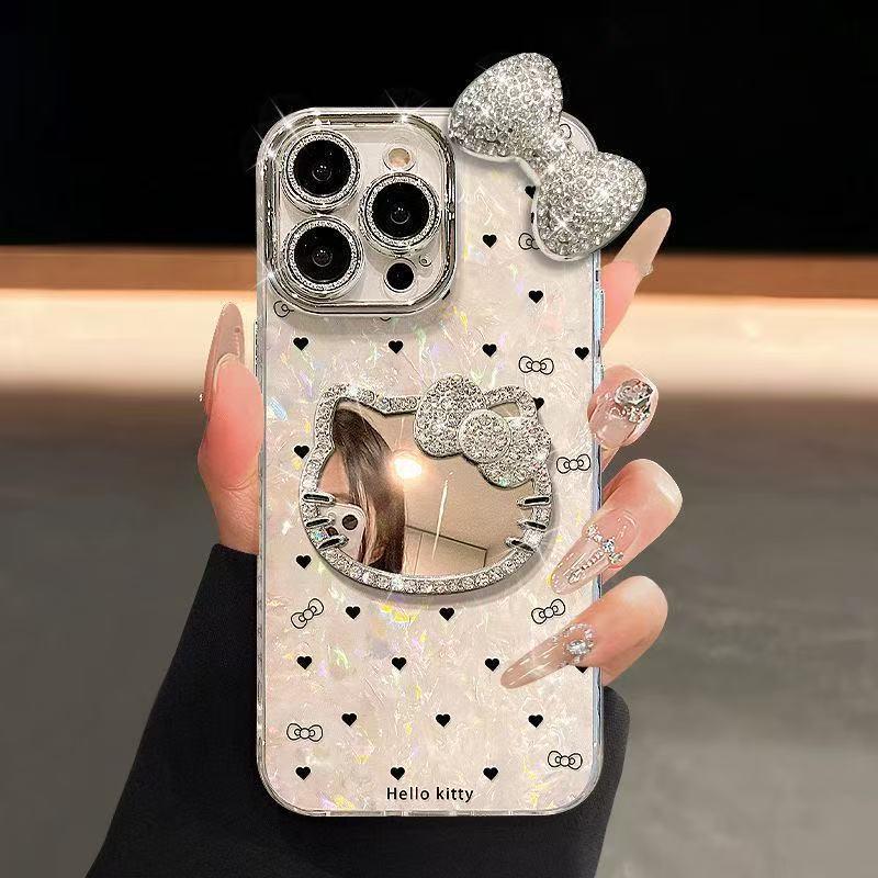 

Luxury Apple iPhone 17 Pro Max Heart Cat Mirror Phone Case 16