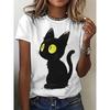 Cute Cat Cartoon Cool Women's T-shirt Fashionable Women