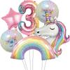 6pcs ainbow Unicorn Aluminum Balloon 32inch Gradient Number Balloon Unicorn Party Supplies Unicorn Party Decoration Baby Shower
