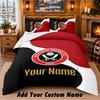Ensemble de literie 3 pièces motif Sheffield United FC Nom personnalisé, Drap de lit et taies d'oreiller pour chambre à coucher à la maison