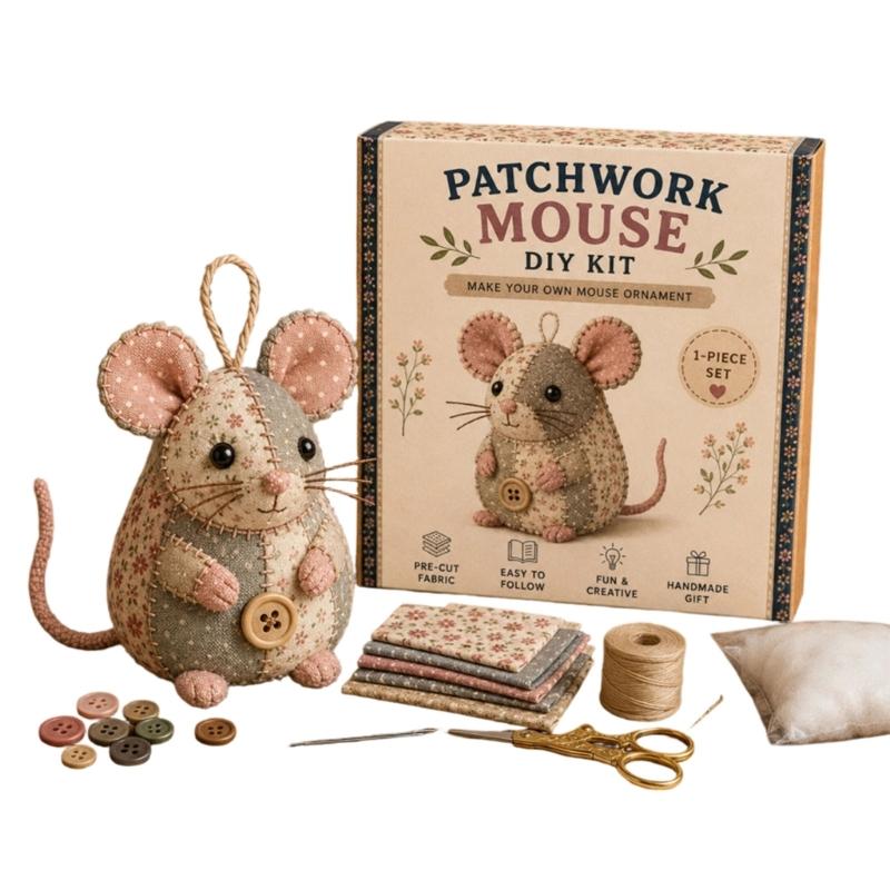 DIY Animal Sewing Crafts Set DIY Patchwork Animal Kits for Adults Beginner Precuts Florals Fabric Sewing Set