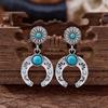 Retro Bohemian Western-Style Horseshoe Turquoise Dangle Earrings