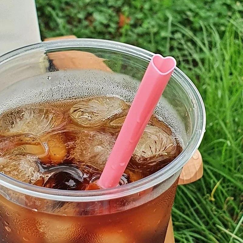 50pcs Pink Heart Shaped Disposable Drinking Straws  Wedding Birthday Party Supplies Valentine's Day Gift Love Mouth Straws