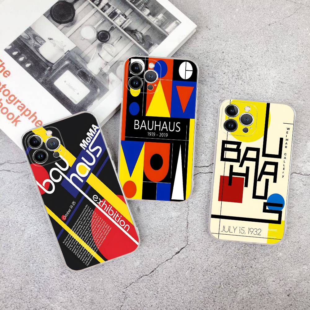 Abstract B-Bauhaus Geometric Art Transparent Phone Case For IPhone 16 15 14 13 12 11 Pro Max Plus Soft Cover