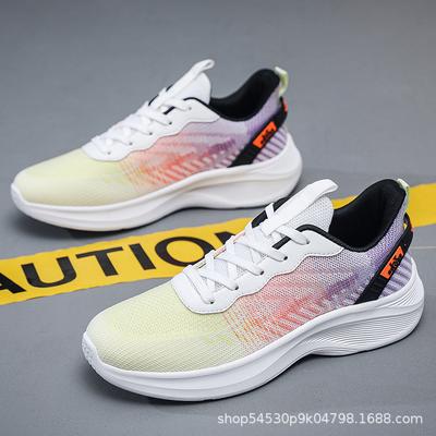 Herbst neue leichte Schuhe mit weicher Sohle atmungsaktives Fly-Woven-Mesh niedriger Absatz trendige Freizeit-Netzschuhe Laufsportschuhe Herrenschuhe