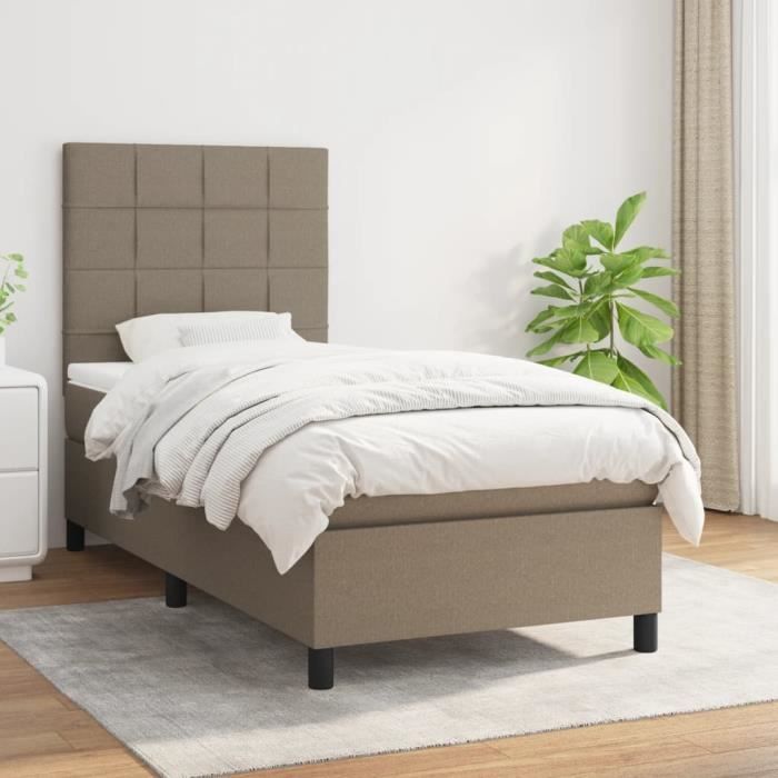 3141757 vidaXL Divan Bed with Mattress Taupe 100x200 Cm Fabric