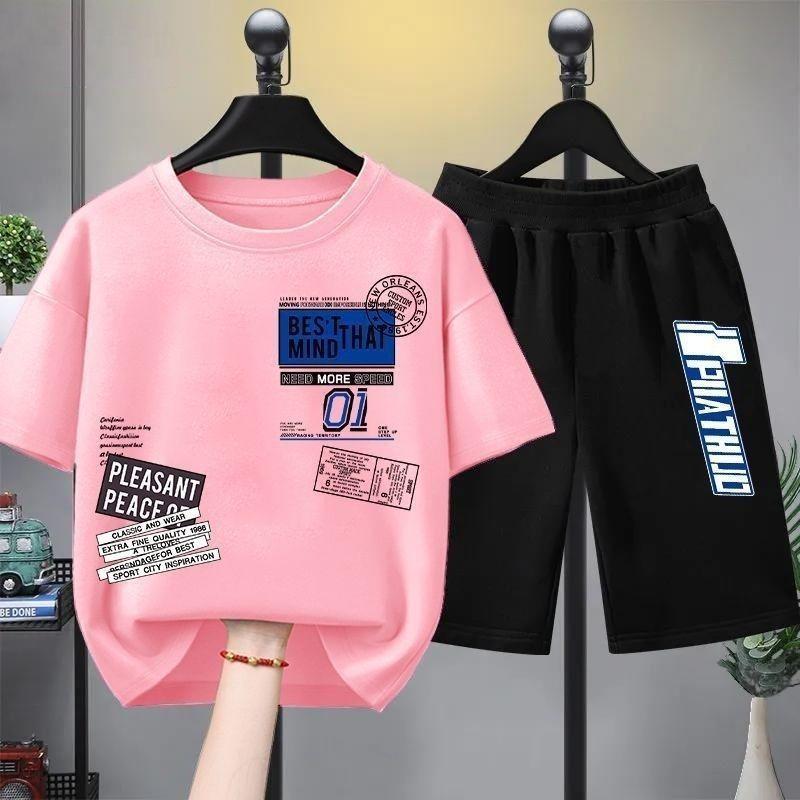Short sleeved boys and girls summer fashion children's suit