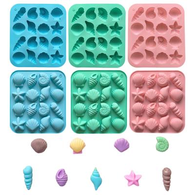 Silikon Schokoladenform 16 Mulden Muschel Schnecke Seestern Formen DIY Süßigkeiten Pudding Eisgitter Kuchenform Antihaft Wiederverwendbar Backen Kochen Formen