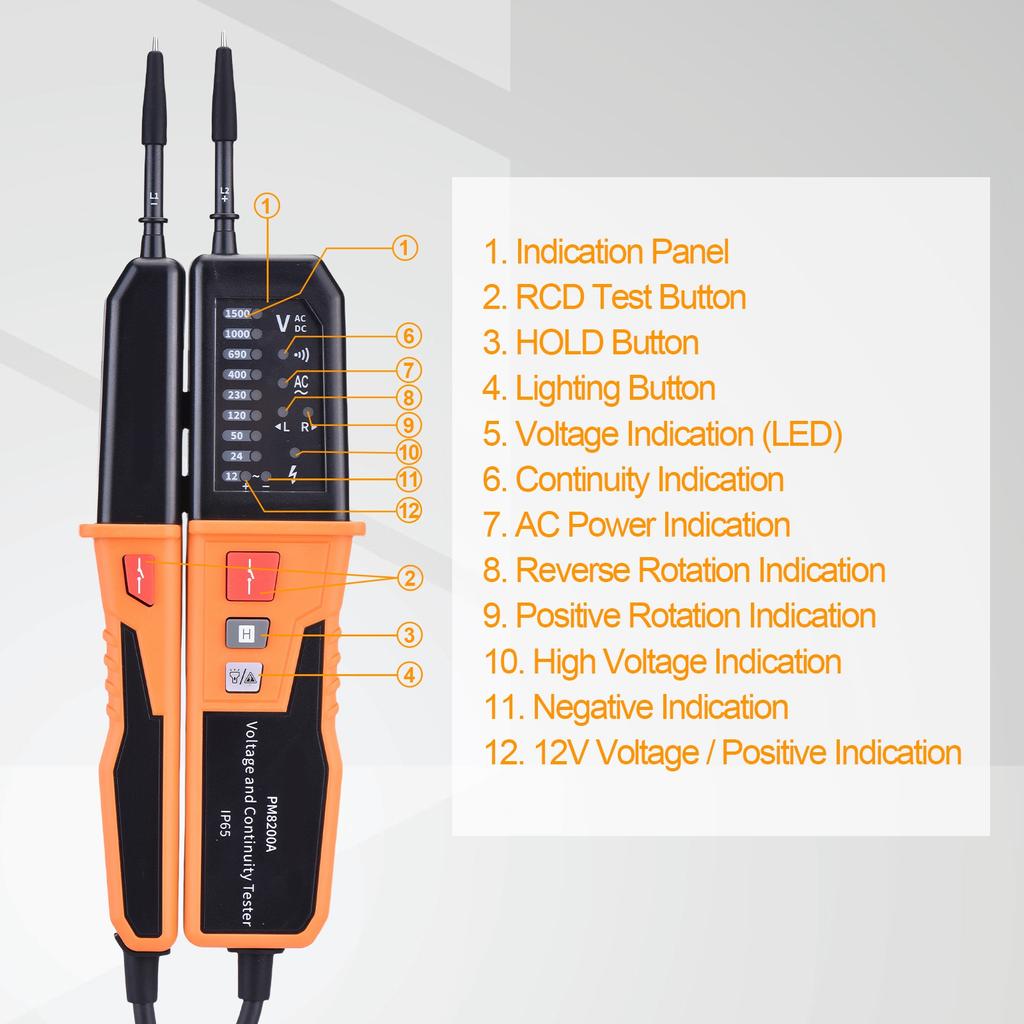 Voltage and Continuity Tester, Electrical Tester with IP65 Protection, AC DC Voltage Detector for Home and Professional