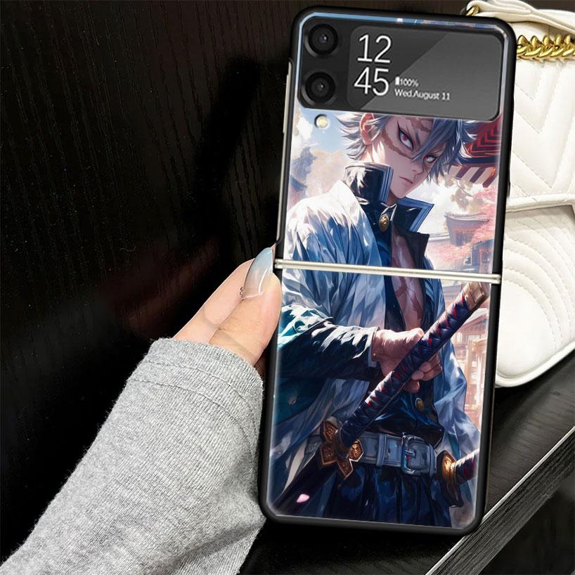 Demon Slayer Shinazugawa Sanemi Case for Samsung Galaxy Z Flip7 Flip6 Flip5 Flip4 Flip3 5G Hard Phone Shell Z Flip 7 6 5 4 3 Bla