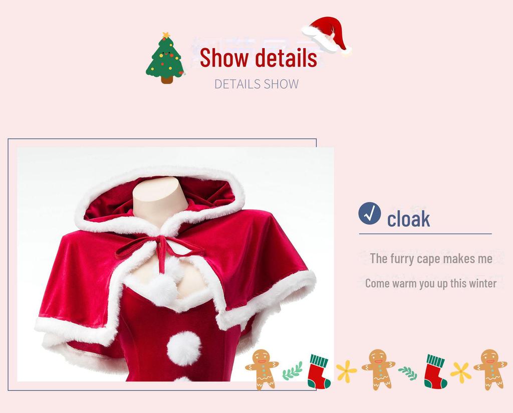 Festive Little Red Riding Hood Plush Jumpsuit - Sexy Christmas Gift Set C1034
