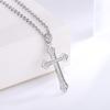 White Gold-Plated Cross Pendant Micro-Paved Necklace, Non-Fading, Christmas Gift Jewelry