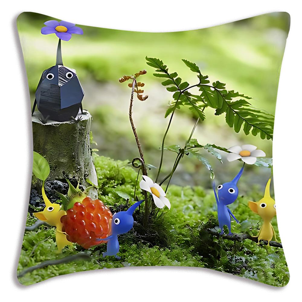 Cartoon Hey For Pikmins Pillow Covers Cartoon Sofa Decorative Home Double-sided Printing Short Plush Cute Cushion Cover