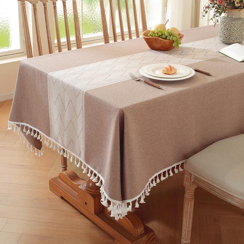 Nordic Light Luxury Tablecloth Imitation Cotton And Linen Fringed Long Dining Table Cloth Coffee Table Christmas Dust Tablecloth Mat