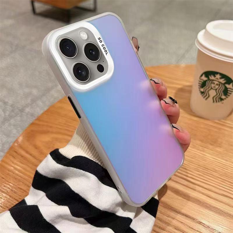 New Laser Colorful Silver Shell Suitable for Apple 16 15 14pro Mobile Phone Case 15promax13 12 11X