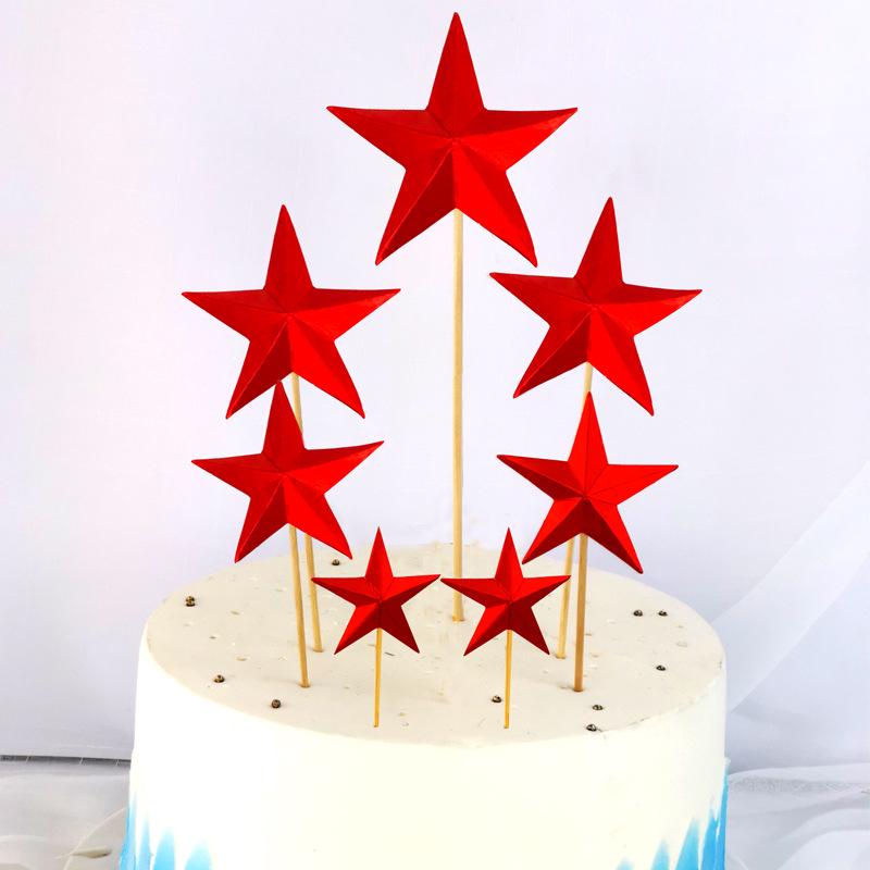 Five-Pointed Star Birthday Cake Toppers - Baking Decoration Accessories