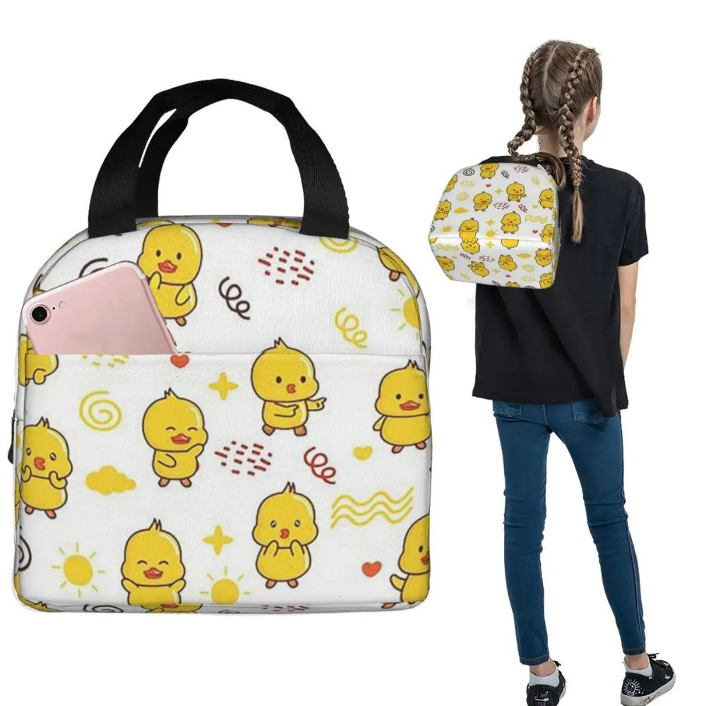 Borsa Termica per Pranzo con Fantasia di Anatra Gialla a Cartone Animato per Donne Bambini Scatole per Alimenti Portatili Borsa Termica per Pranzo Tote