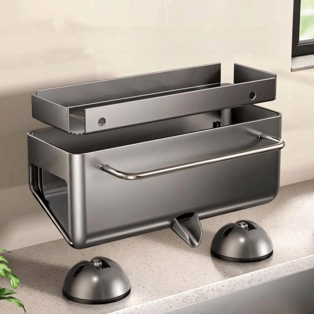Punch Free Suction Cup Sink Drain Rack Wall Mounted Dishcloth Drying Rack for Kitchen