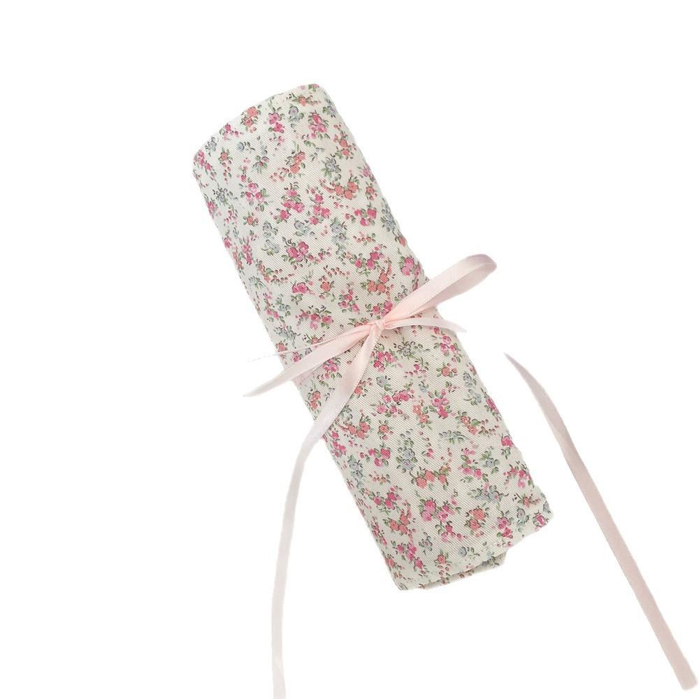 Modern Minimalist Makeup Bag With Fabric Floral Design Portable Storage For Cosmetics And Brushes