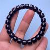 Natural Black And White Agate Straight-Cut Plate Bead Bracelet, Black Barrel Old Bead Fashion Bracelet Gifts For Men And Women