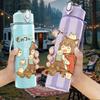 1PC Cat Coffee Easter Scene 750ml Color Plastic Sports Water Bottle Leakproof Flip Straw Lid Suitable for Sports Office Home Use