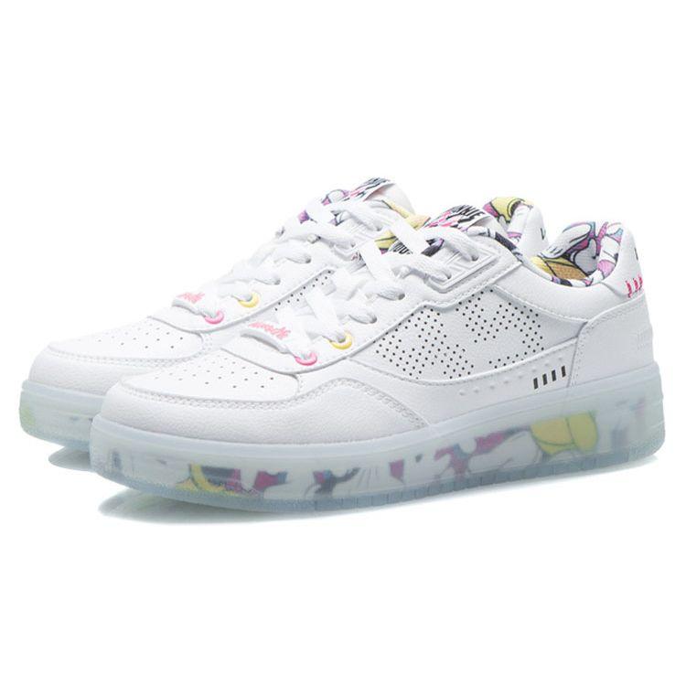 Li Ning Disney X  Collaboration Series Non-Slip Shock Absorbing Durable Low-Top Skate Shoes Women Sneakers White AGCR204-5